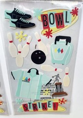 (2) EK Success Retro Bowling Alley Stickers Boomerang Argyle Sputnik Starburst