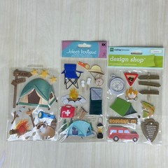 Sticker Lot 3 Jolee’s Boutique Camp Camping Tent Fire Sleeping Bag Scrapbook