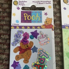 VINTAGE Pooh Sandylion Stickers Sealed Birthday Tigger Eeyore Piglet Garden 4 Sh