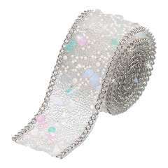 1.64FTx1″ Crystal Rhinestone White Gems+Silver Chain