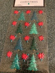 CHRISTMAS PAPER CRAFTS STICKERS TREE PUFFY POINSETTIA CHRISTMAS TREES PUFFY 20PC