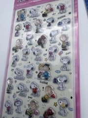 1pc-3D Crystal Puffy Snoopy Stickers Peanuts Charlie Brown (Pink Or Blue) Korea