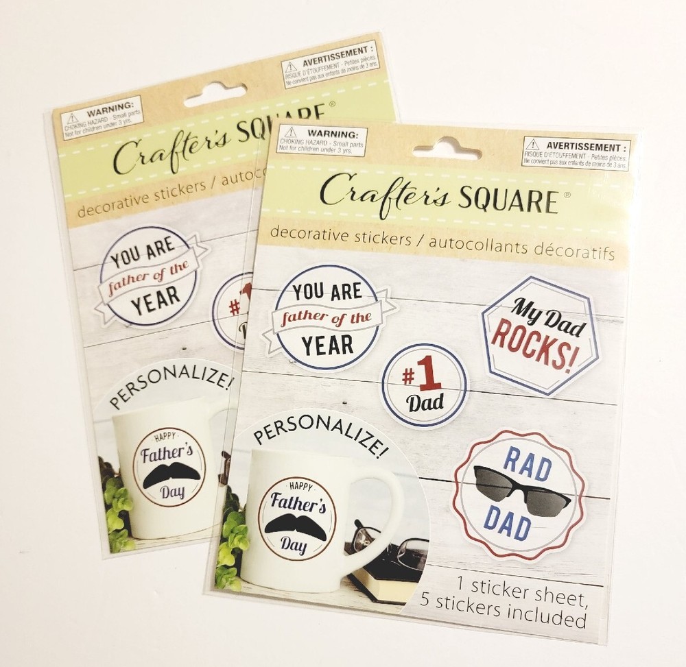 Crafter’s Square Father’s Day Coffee Mug Decorative Stickers, 2 Packs Stickers