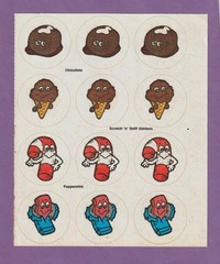 Vintage 1980s PROCORP Scratch & Sniff Sticker Sheet PEPPERMINT & CHOCOLATE