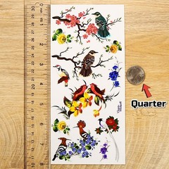 Violette Stickers – Birds – 1 Oriental Bird & Flower Sticker Sheet – Scrapbooks