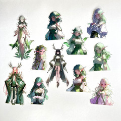 Elf Fairy Anime Stickers Green Junk Journal Collage Scrapbooking Laptop Phones