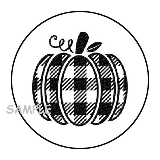 30 PLAID PUMPKIN ENVELOPE SEALS LABELS STICKERS 1.5″ ROUND AUTUMN FALL GIFTS