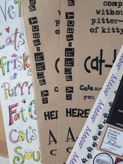 Cat Themed Crafting Lot; Paper & Stickers Scrapbooking Card Making