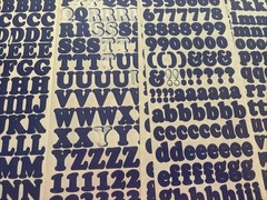 Vtg Blue Alphabet Stickers 8 Sheets Used Capital Lower Case Numbers Exclamation