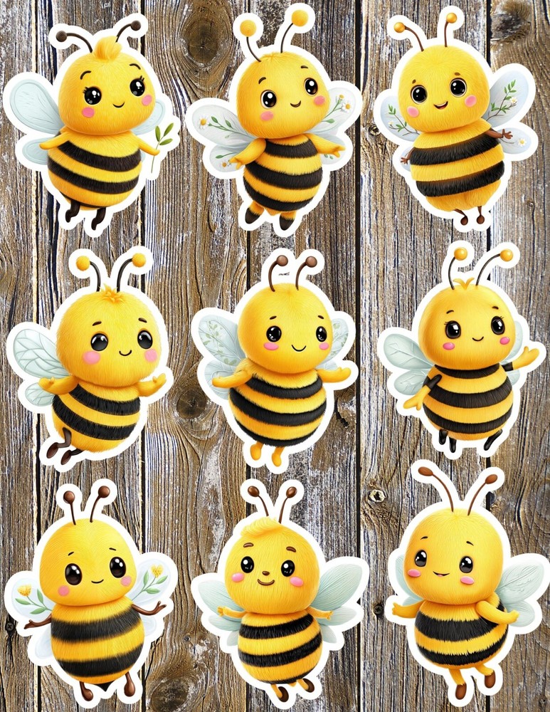 Cute Bee Die Cut Vinyl Stickers Set Scrapbooking Laptop Water Bottle