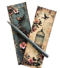 Victorian Birdcage Bookmarks Supplies Scrapbooks Junk Journal #413