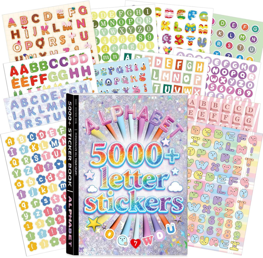 5000 PCS Colorful Letter and Number Stickers for Kids DIY Crafts & Decor