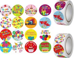 Happy Birthday Stickers for Envelope Seals – 1000 Pcs – 1 Inch – Self-Adhesive