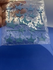 Vtg Darice Foamies Foam Stickers Blue Princess Crown Wand Queen Fairy Glitter