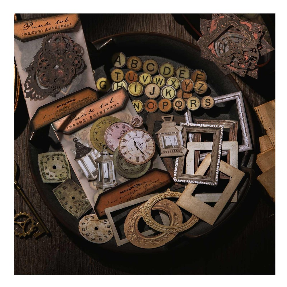 Vilikya 120pcs Steampunk Junk Journal Supplies, Small Vintage Scrapbook Material