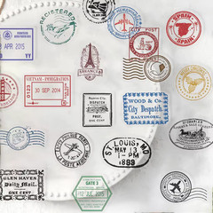 Vintage Passport Stamps Transparent Stickers 60 Pack Passport Travel Stamp Gloss