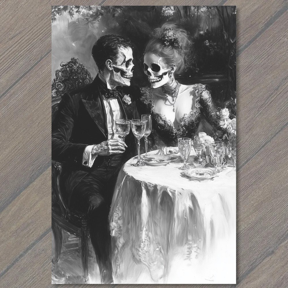 STICKER Gothic Skull Wedding Toast Elegant Dark Romance Halloween Dinner Scary