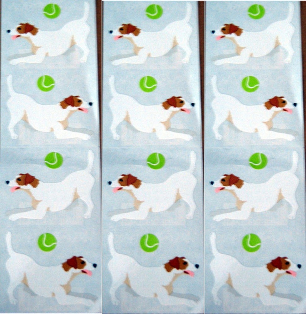 Mrs. Grossman’s Jack Russell Dog Tennis Ball Scrapbook Stickers 3 strips