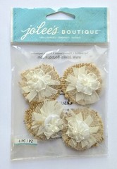Jolee’s Burlap & Lace Flowers With Ribbons & Pearls Scrapbooking Stickers