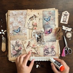 Mystery Junk Journal Kit Garden Romance Vintage Ephemera Paper Craft Starter Set