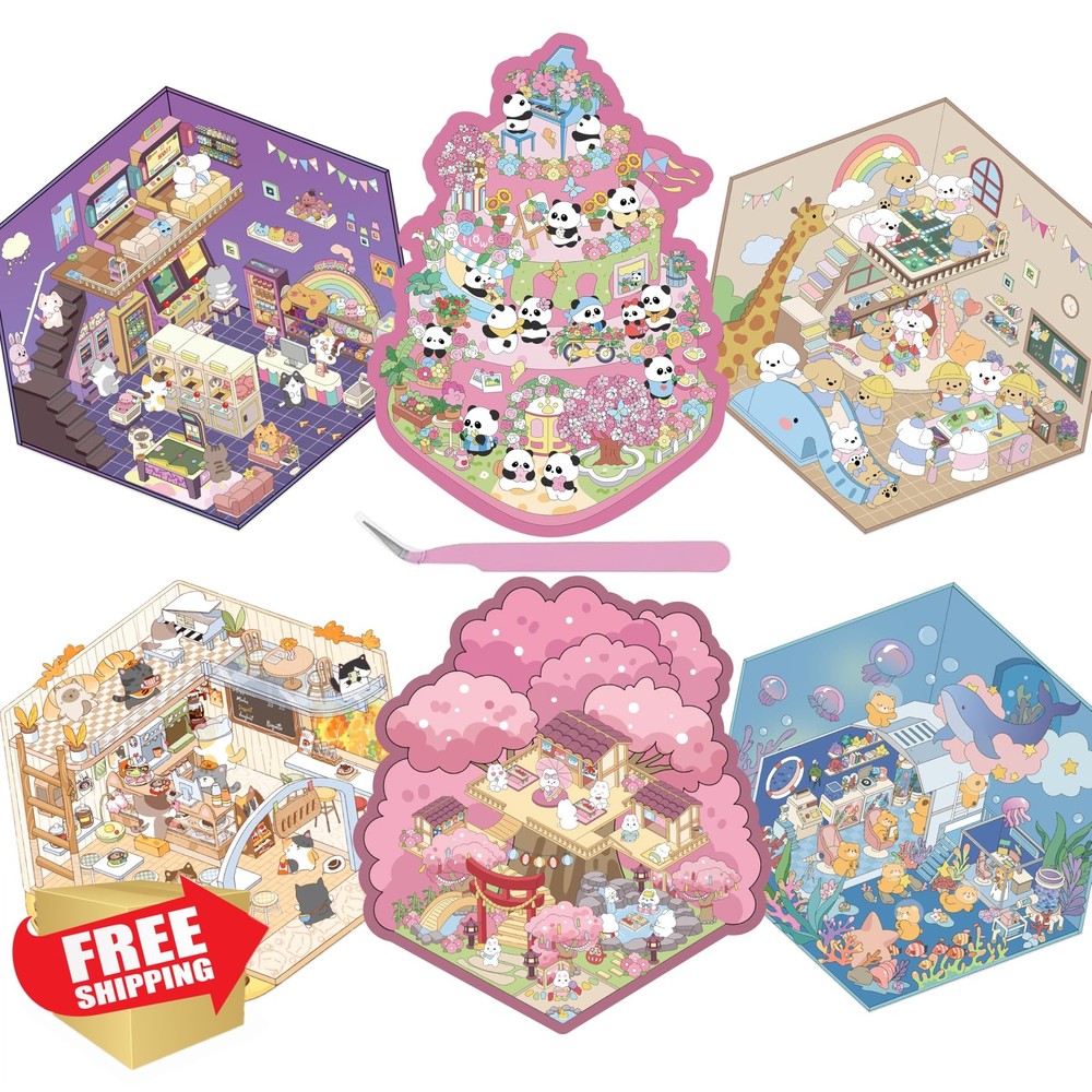 ASRZZY 6 Sets 3D Sticker Scene Book