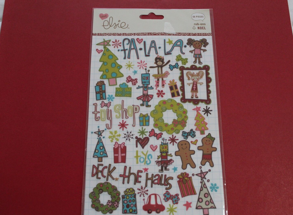 VERY RARE Christmas Love Elsie «Noel Christmas Rub-Ons» 56 Pieces