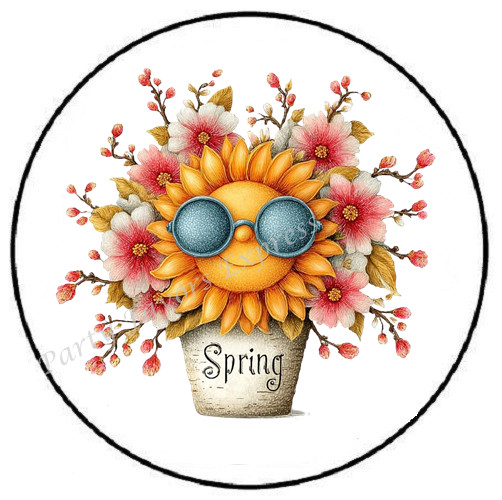 SPRING SUNSHINE FLOWER POT ENVELOPE SEALS LABELS STICKERS PARTY FAVORS