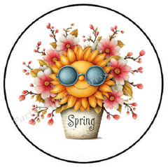 SPRING SUNSHINE FLOWER POT ENVELOPE SEALS LABELS STICKERS PARTY FAVORS