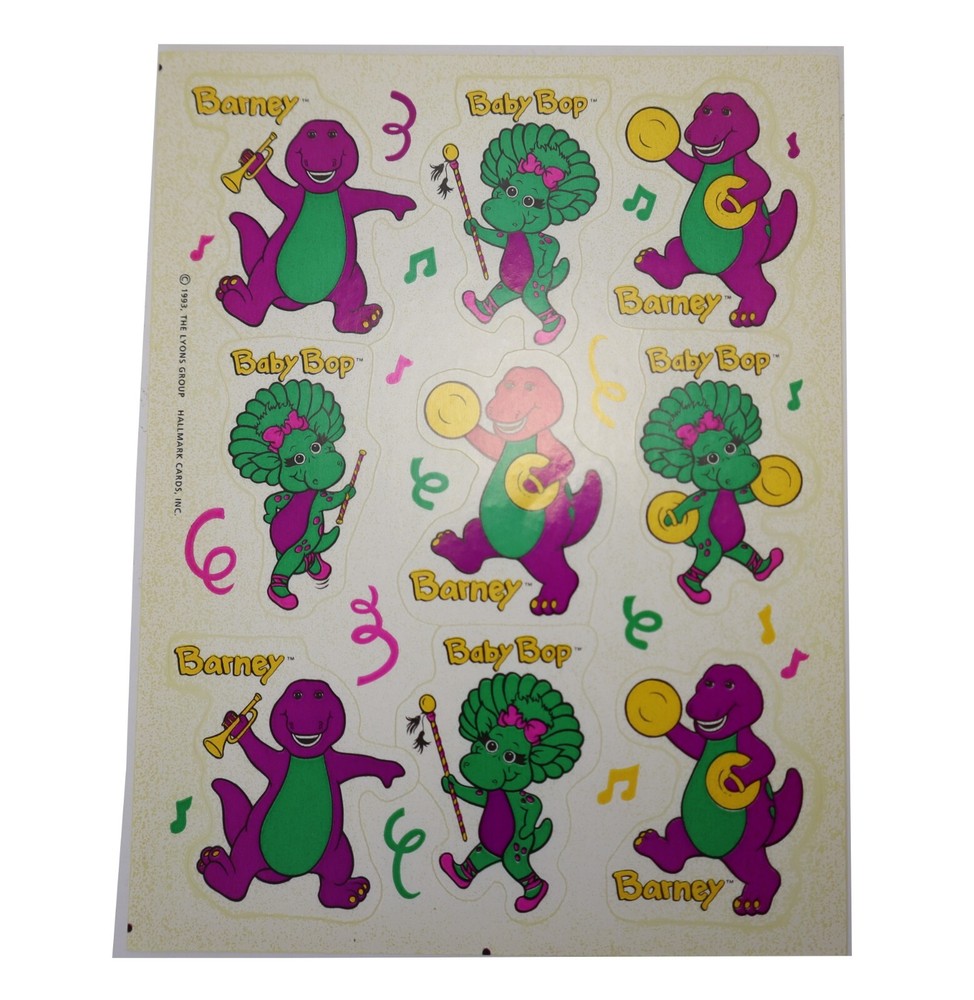 Vintage The Lyons Group Hallmark Cards 1993 Barney & Baby Bop Stickers