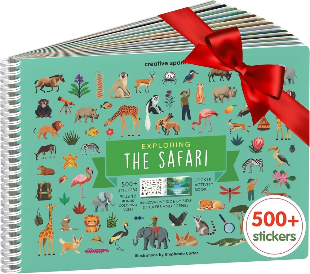 Safari Animal Sticker Book Activity for Kids, Toddler Airplane Travel Essentials