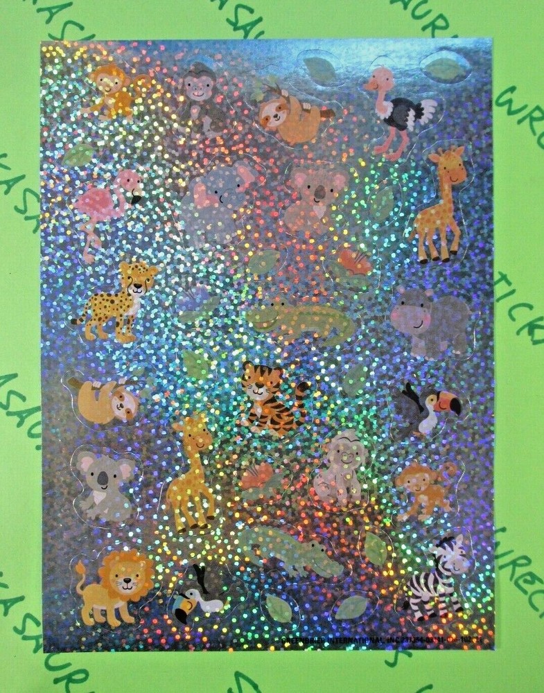 Safari Animals Koala Sloth Lion Toucan Alligator Prismatic Sticker Sheet