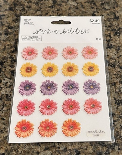 The Paper Studio Stick A Bilities DAISIES Flowers Flat Clear Stickers 38 Pcs