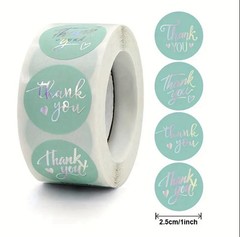 40 PCs Thank You Green Foil Sticker Seals | Business Use/Bridal/Baby Shower