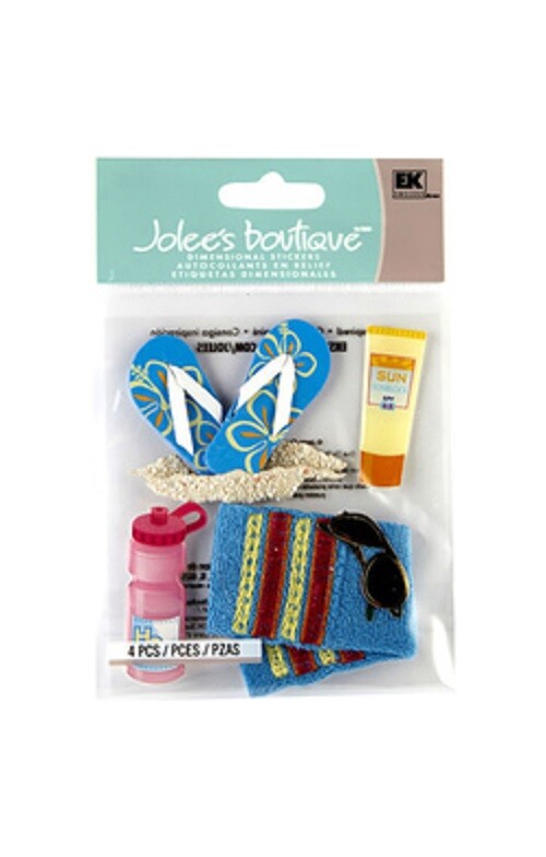 Crafts Stickers Jolee’s Beach Accessories Towel Flip Flops Sun Tan Lotion Bottle