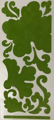 GREEN FUZZY DAMASK ROSE Sticker(11pc)4”x9•Stampendous •Garden•Flower•Bloom•Swirl