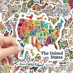 25Pcs Random Aesthetic Graffiti World Travel Map Waterproof Vinyl Stickers