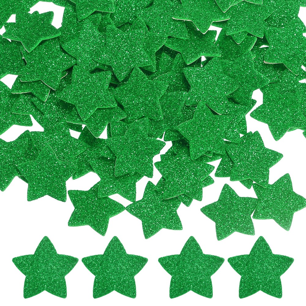 1″x1″ Star Foam Stickers, 120Pcs EVA Glitters Foam Shape Sticker, Green
