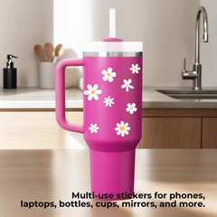 48 Pcs White Cute Daisy Stickers Small Flower Vinyl Decals