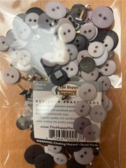 VINTAGE BAZZILL GREY MONO BUTTONS, EYELETS ANDBLACK MONO BRADS Embellishments