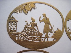 Vintage Gold Scrap booking Embellishments w/ 1800’s Man Courting Woman *