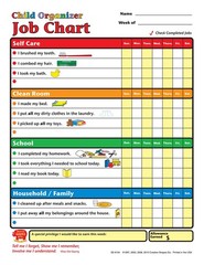 Kids Reward Chart Chore Job Organizer Teach Responsibility 8.5x11in 50 Sheet