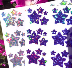 Holographic Sparkle Star Sticker Sheet! – 0.25 to 0.75 inch Sizes