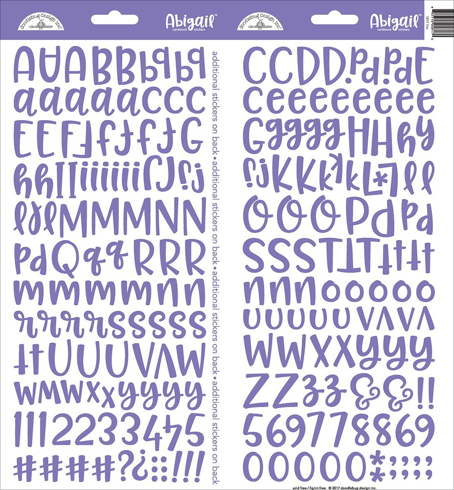 Abigail Font Cardstock Alpha Stickers 6X13 2/Pkg Lilac
