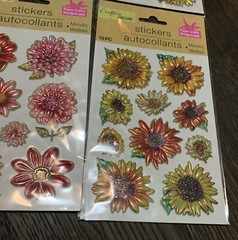 Sunflowers Daffodils Flowers Magic On Rub-0n Permanent Stickers 3D Metallic Lot