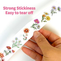 500PCS Daisy wildflowers Roll Stickers Colorful Cartoon Painted Flowers Scrapboo