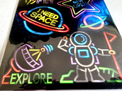 Park Lane Neon Space Foil Stickers 12″ Astronaut Rocket Planet Scrapbook 2018