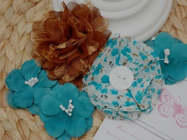 EMMA BLUE BROWN & WHITE Card Pack – 3 x 50mm Paper & 2 x 75mm Fab – MH ConA Lsbs