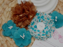 EMMA BLUE BROWN & WHITE Card Pack – 3 x 50mm Paper & 2 x 75mm Fab – MH ConA Lsbs