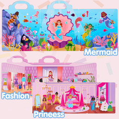 3 Sets Dress-Up Reusable Sticker Book for Toddlers, 3D Sticker Books for Kids 3
