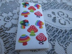 Sandylion Mushroom Stickers Fuzzy Flocked Vintage Psychedelic Groovy Hippy boho